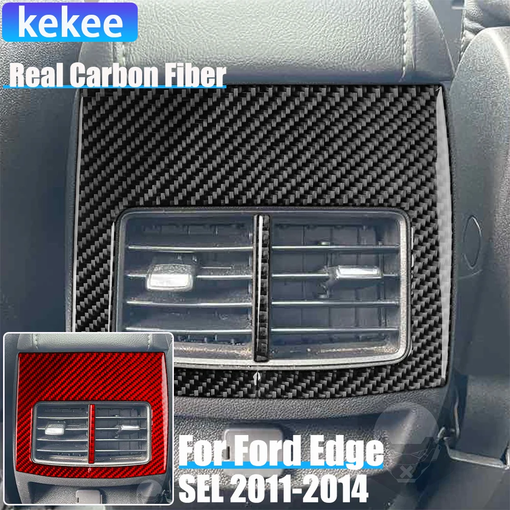 

Автомобильные аксессуары из настоящего углеродного волокна, задняя центральная декоративная накладка на вентиляционное отверстие, мягкая наклейка для Ford Edge SEL 2011 2012 2013 2014
