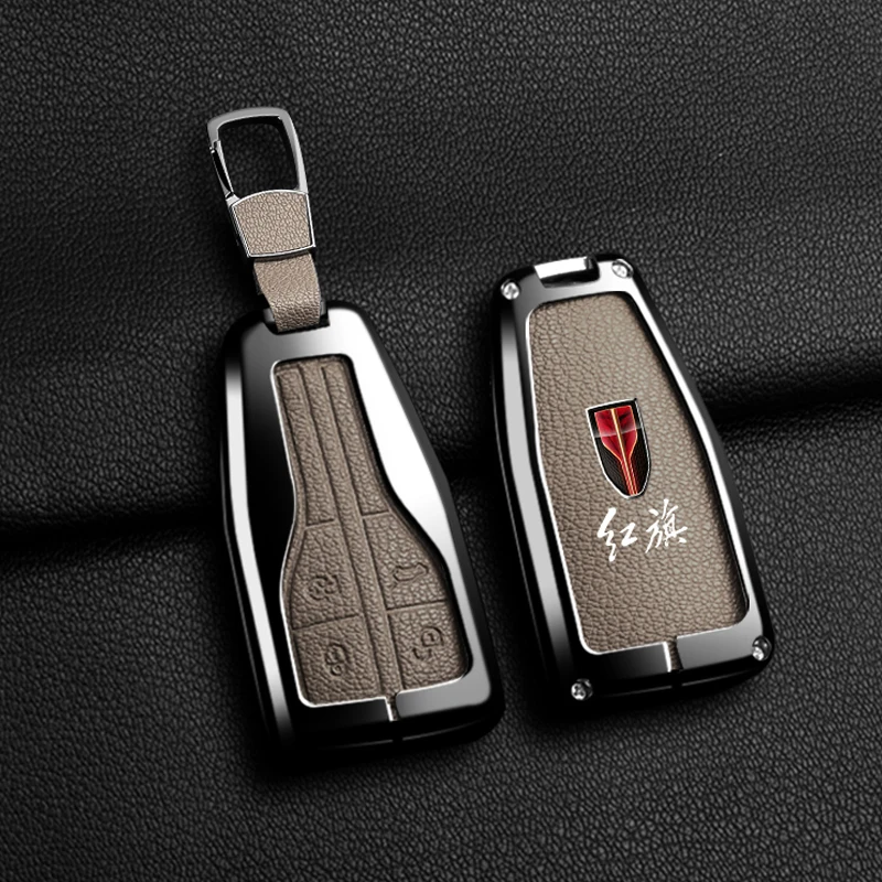 

New Goatskin Grain Zinc Alloy Car Remote Key Fob Case Cover For FAW Hongqi HS5 19 HS7 HS9 H5 H9 H7 L5 HS3 L9 Auto Accessories