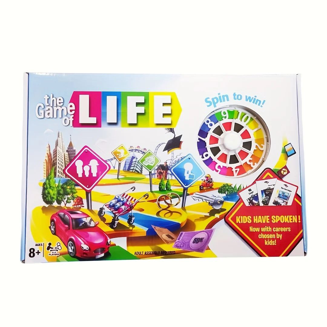 Life Games Schaakbordspellen voor 2-4 gezinnen, interactieve spellen voor meerdere spelers, tafelspellen, 5 spelkaarten, 5 soorten munten geschikt voor feesten, we hebben ook met Halloween- en kerstcadeaus (kleur en licht kleurverschil)