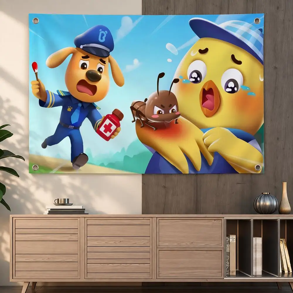 Cute Educational Kids Cartoon Safety Sheriff Labrador Flags Indoor Outdoor Wall Hanging Flag Decor Banner Wall Decor