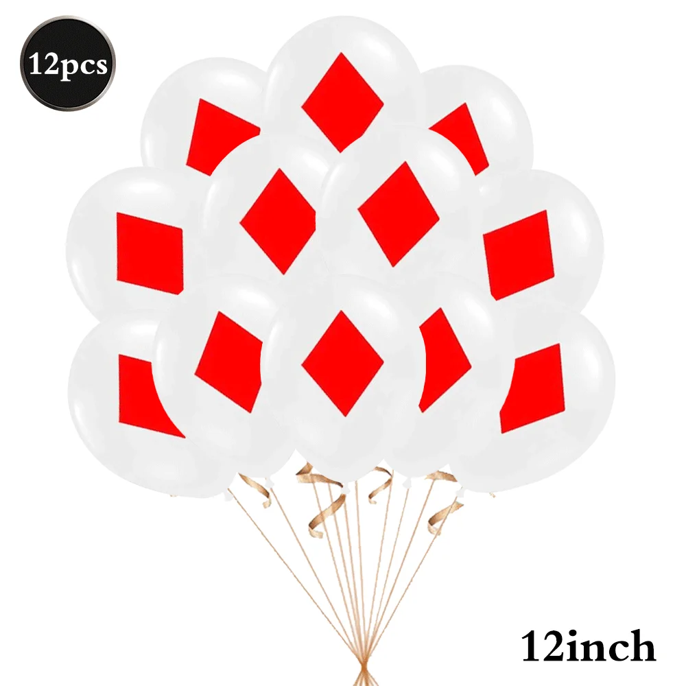 12pcs Poker Balloons Casino Theme Party Decorations Red Black Poker Cards Casino Balloons Las Vegas Casino Night Party Supplies view 5