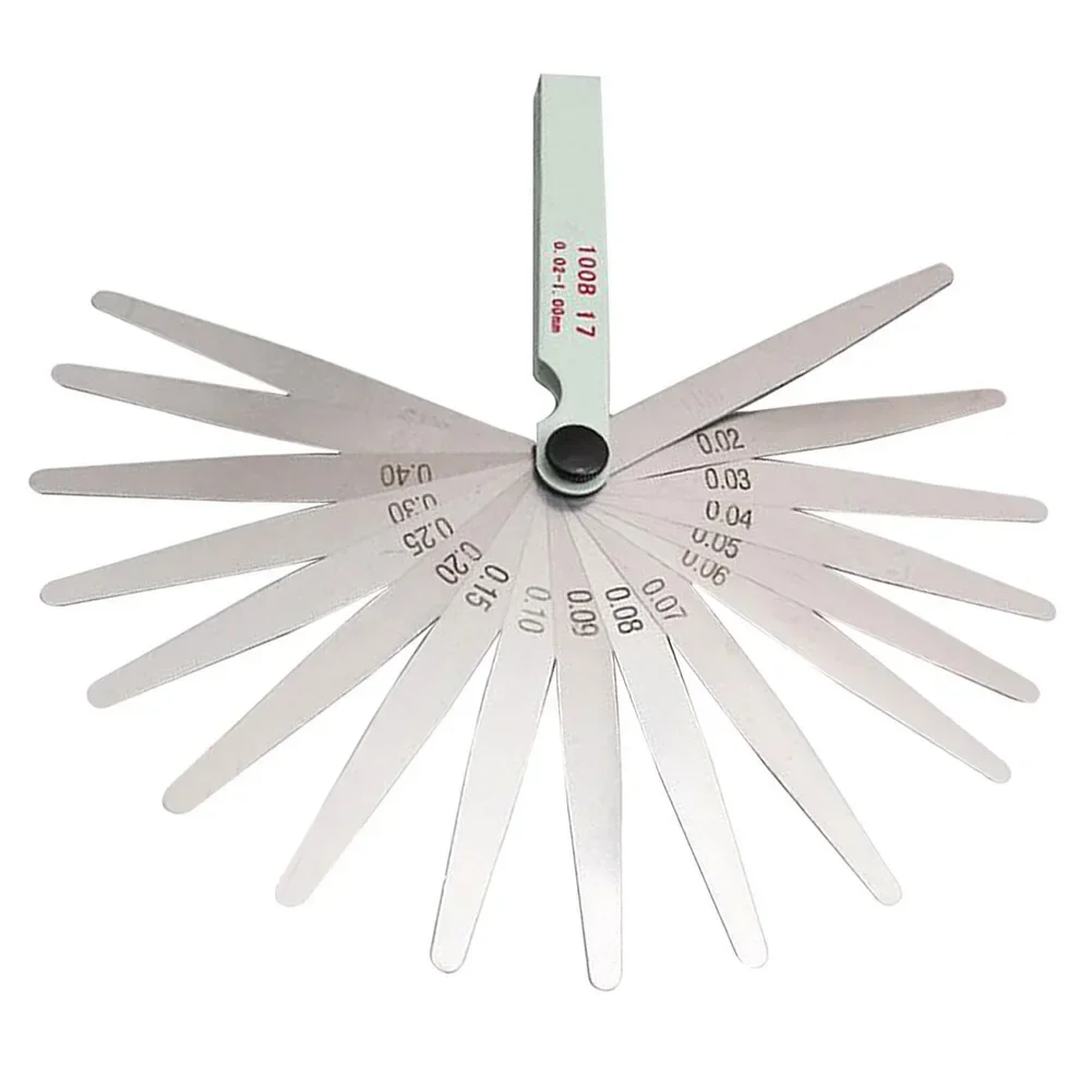 Feeler Tools Feeler Gauge 0.02 To 1mm 10cm/4inch 17 Blades Carbon Steel Metric Filler Woodworking Tools High-quality