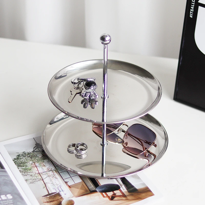 

Многослойная стойка для хранения из нержавеющей стали, тарелка с фруктами, настольный поднос для хранения, ресторан, скандинавский стиль Ins