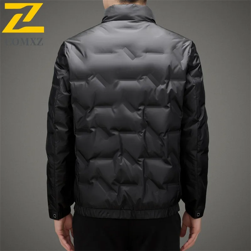 COMXZ 2025 Mens Down Jacket Outdoor Office Lightweight Parka Stand Collar Windproof Travel Comfortable Autumn Winter Coat