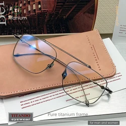 Unique Single Beam Aviator Style Square Pure Titanium Glasses Frame Large Size for Men Optical eyeglasses  Model： Martin