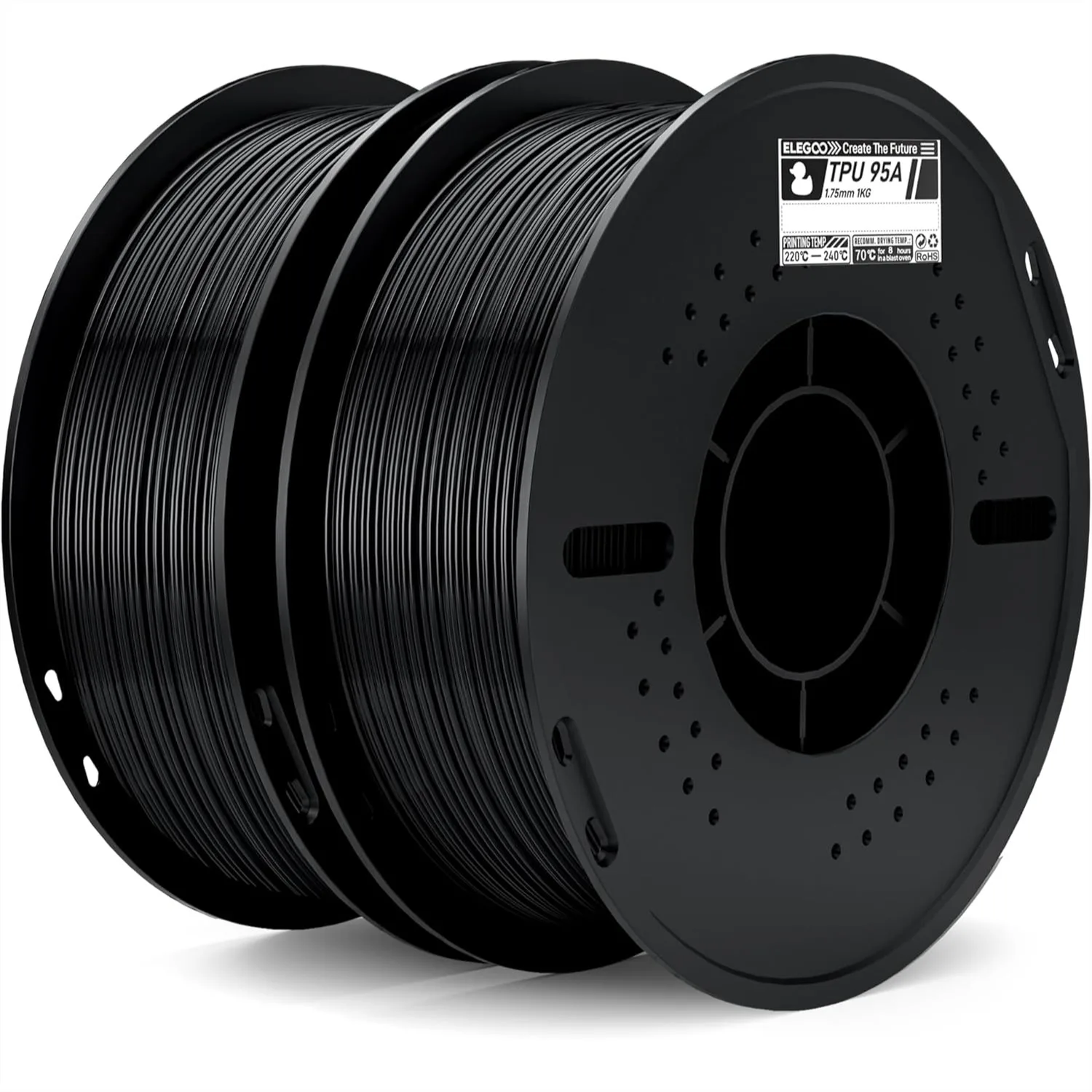 

TPU Filament 1.75mm Black 2KG, Flexible Soft 3D Printer Filament with 95A Shore Hardness, High Impact Resistance, Dimensional