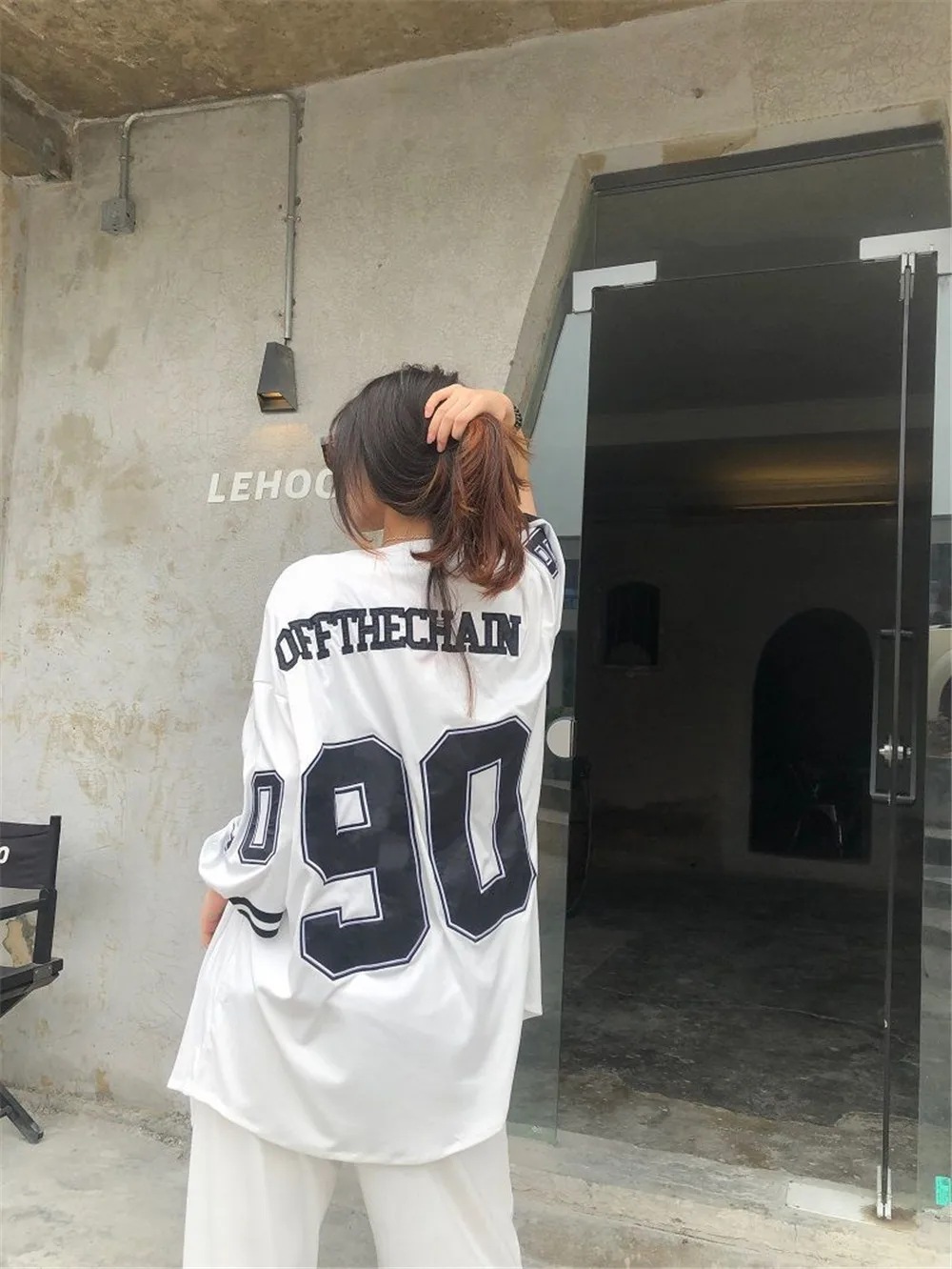 Women Fashion Trend Button Streetwear Sport Top Baseball Tshirt Number 90 Oversized Casual Training Tee Baseball Jersey