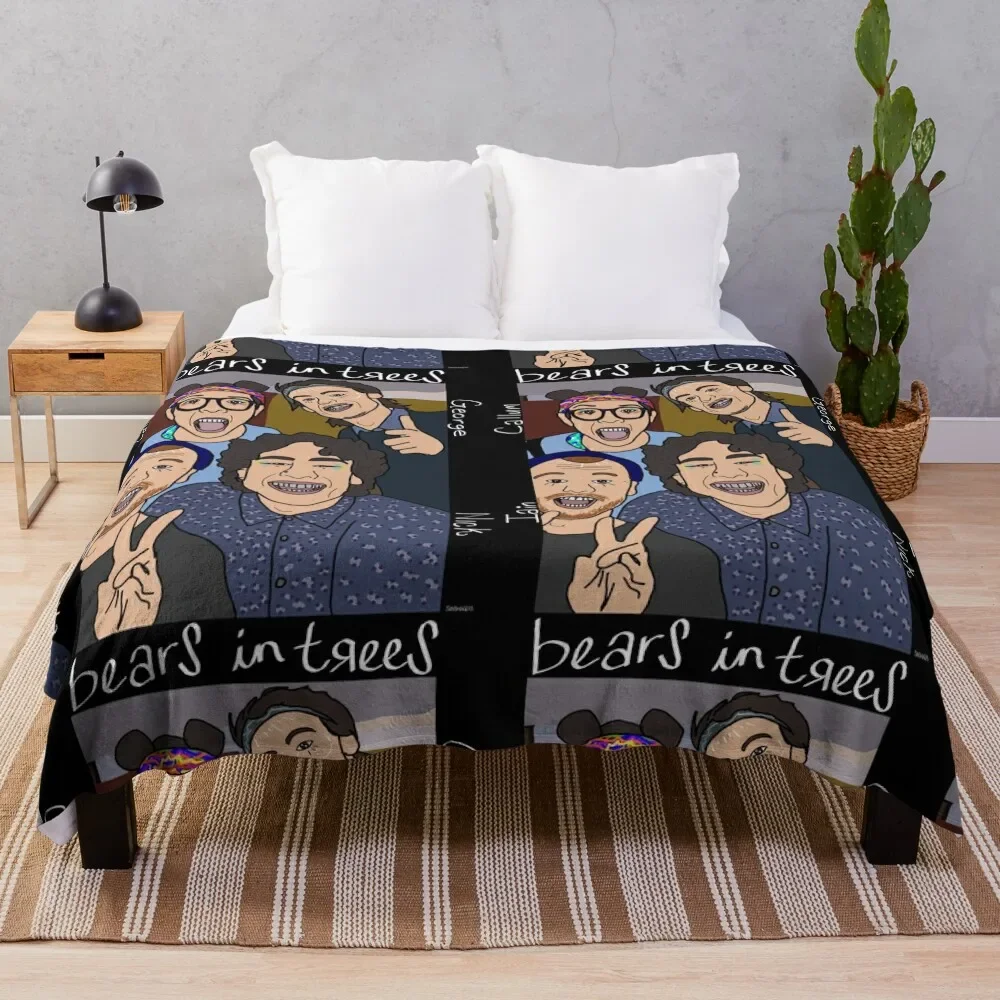 

Bears in trees bois Throw Blanket anime Bed linens Soft Big funny gift Blankets