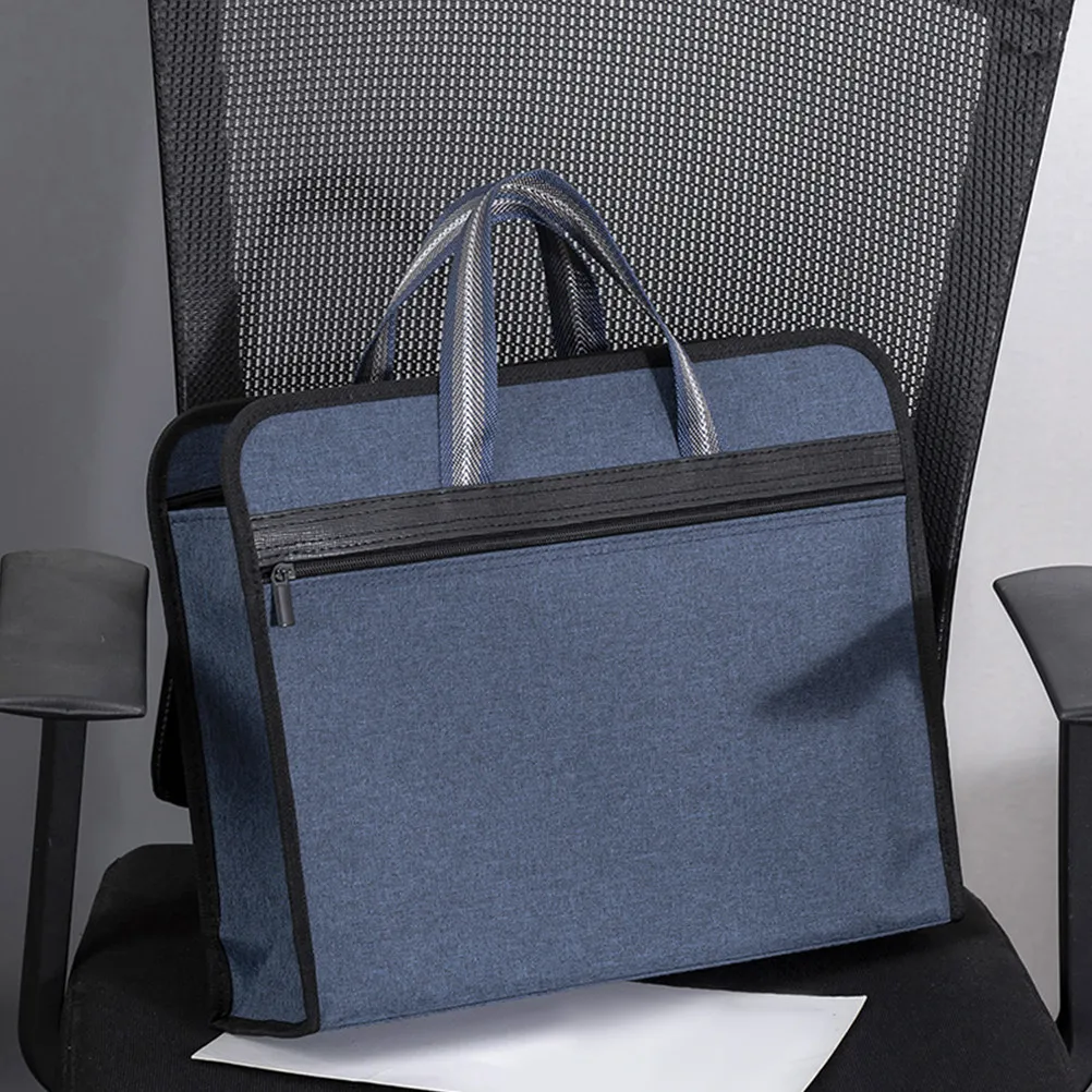 

Multi-Layer Zipper Document Bag Canvas File Organizer Tote for Business Travel Office School Portable File Storage Pouch Black