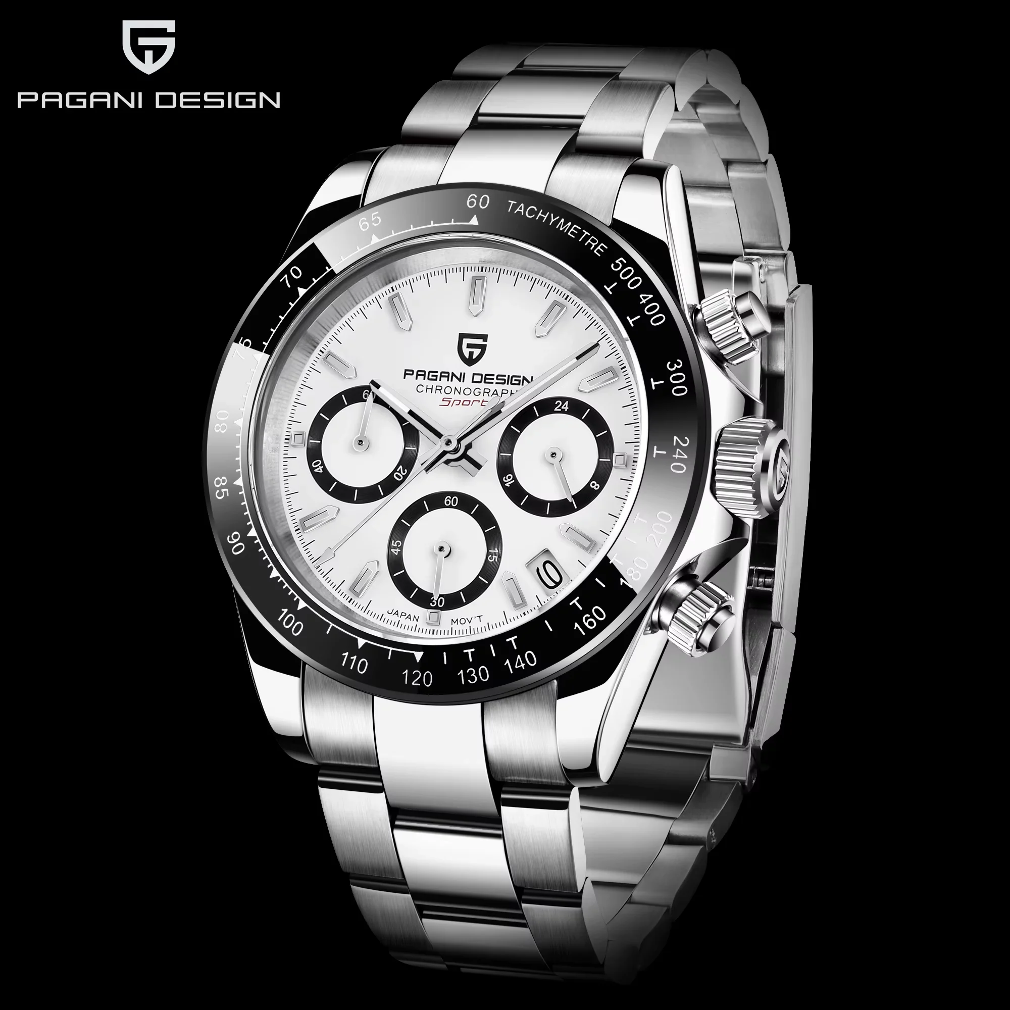 PAGANI DESIGN New Ceramic Bezel Men Quartz Wristwatches Luxurys Sapphire Glass Chronograph 100m Waterproof Stainless Watches Men image 3