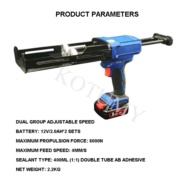 Electric Cordless Caulking Gun Rubber Sealant Gun Home Sealant Glue Gun For Li-Ion Battery Multi-Function Double Tube Caulker