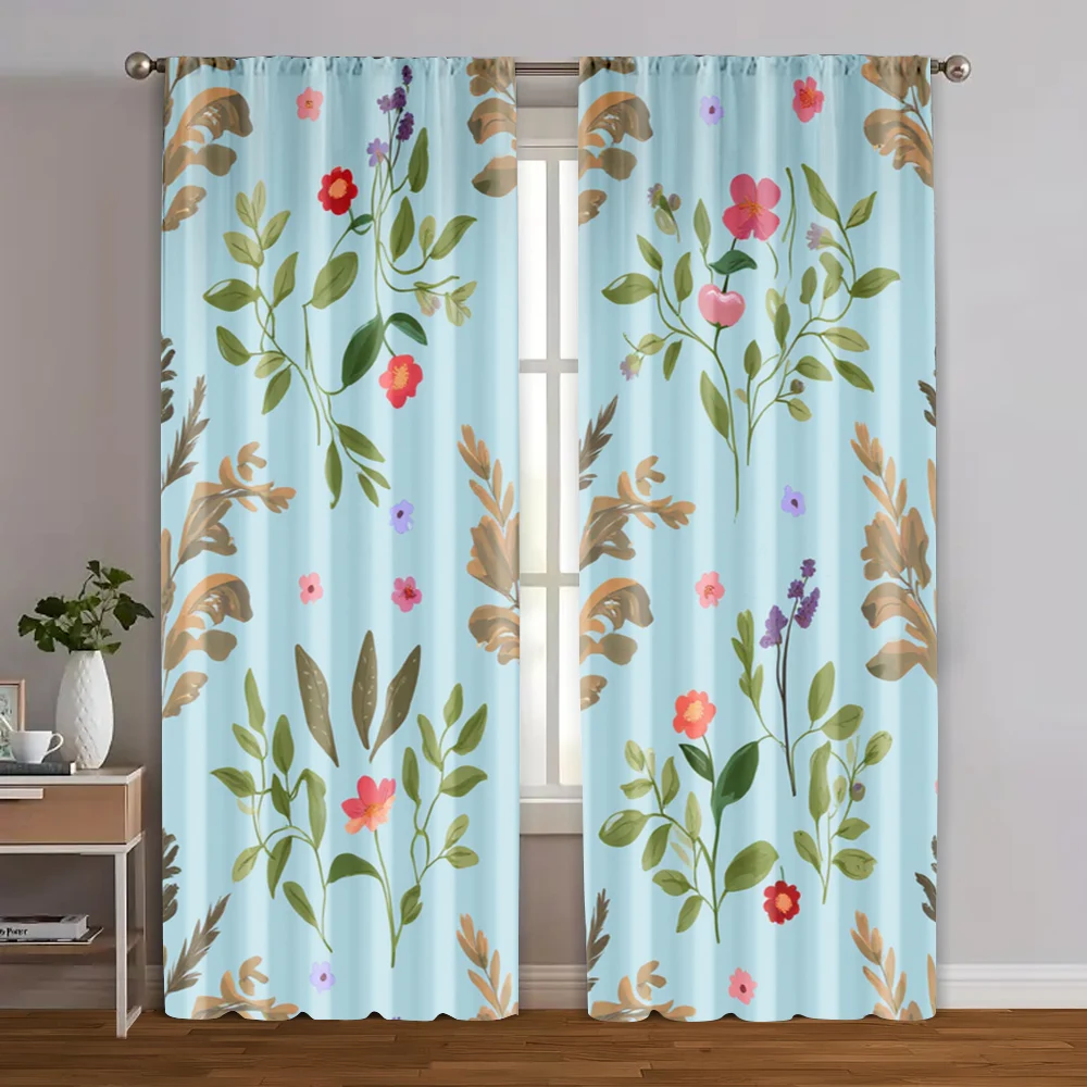 2pcs, Curtains Digital Printed Boho Retro Leaf Versatile Polyester Fabric (without rod) Festive Perfect for Bedroom, Living