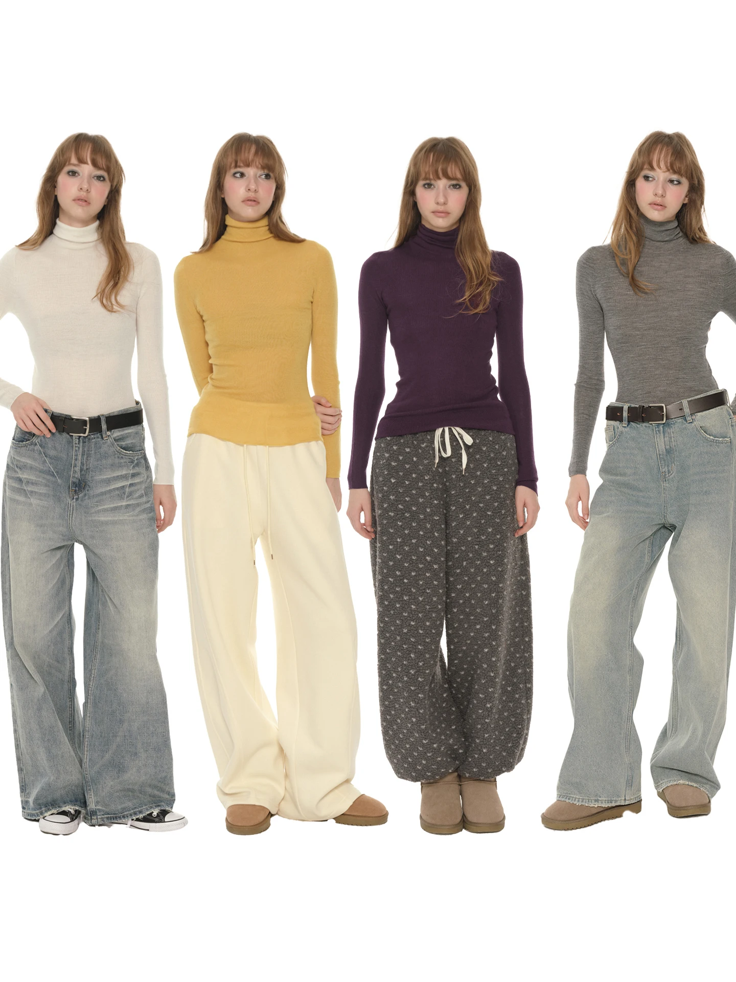 

Женская шерстяная базовая футболка UNRETRO с длинным рукавом, приталенная, повседневная, с пышным дизайном, осенне-зимняя, модная, для ношения под одеждой