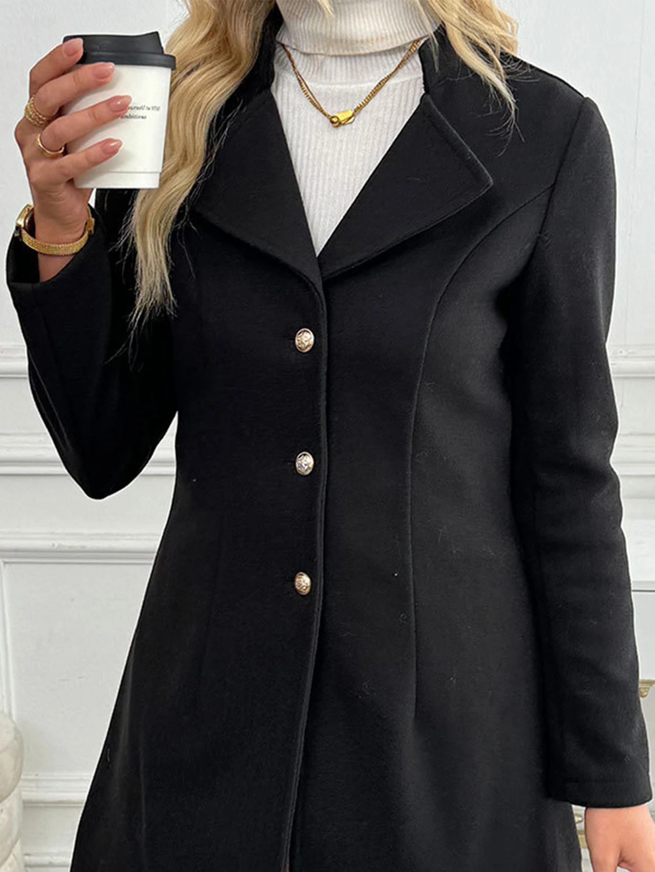 

UNIKTEE женское зимнее модное повседневное офисное пальто с длинным рукавом и v-образным вырезом, однобортное, однотонное для женщин