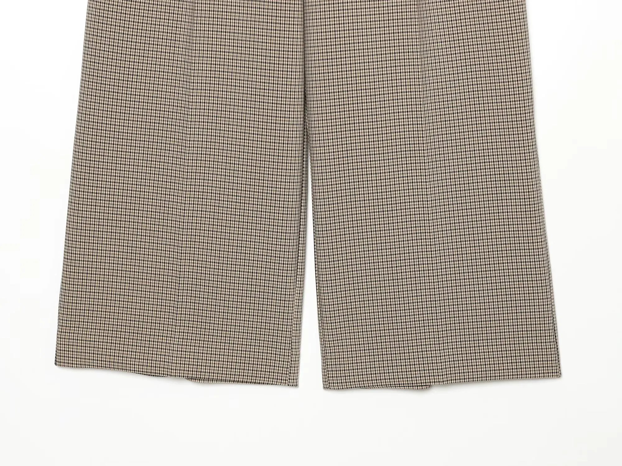 BSAY 2026 Vintage Büro-Damenanzug mit kariertem, doppelreihigem, kurz geschnittenem Gilet und hochtaillierter, weit geschnittener Hose mit Gürtel. – Detail 22