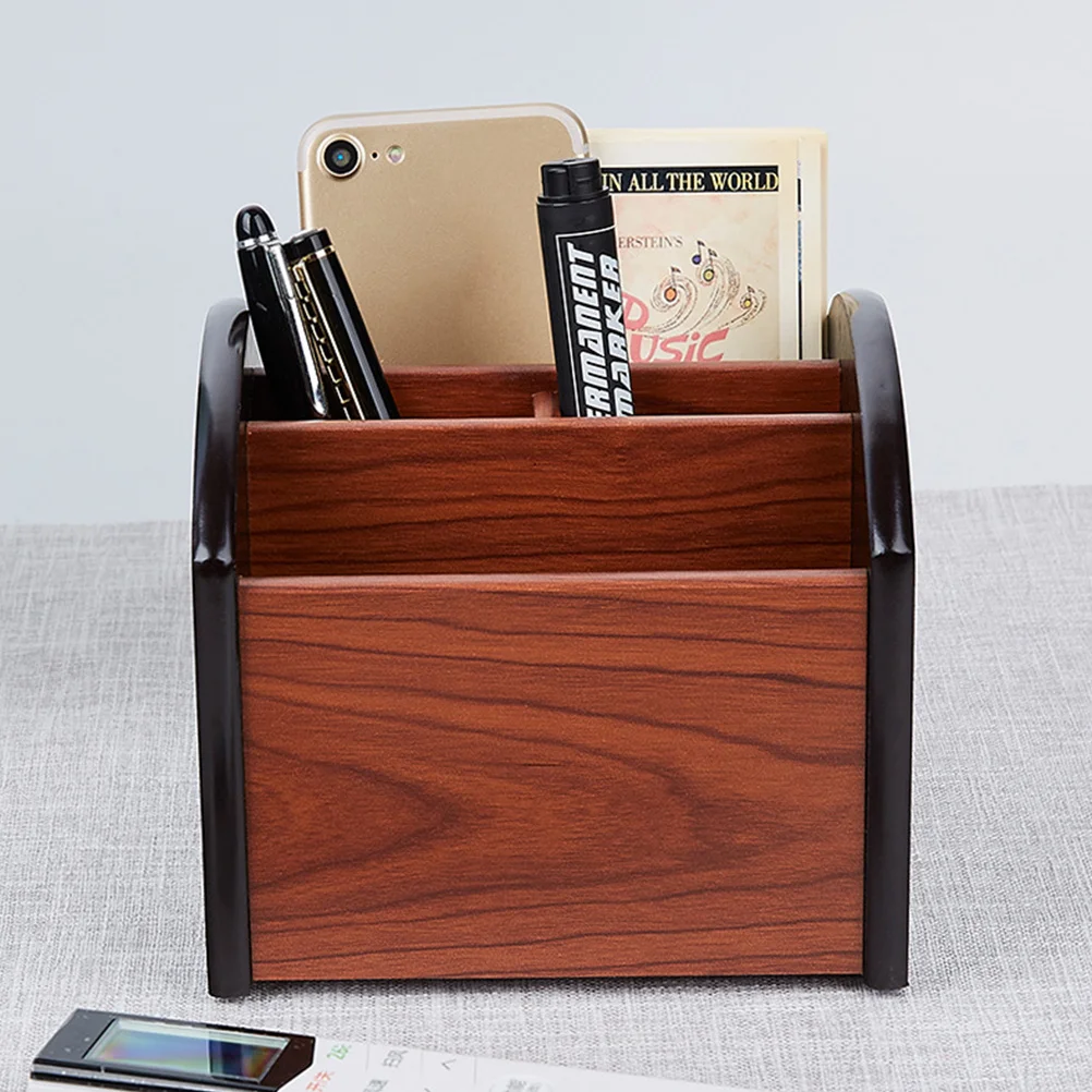 

TEHAUX Wooden Box Pen Holder Desktop Storage Organizer Bamboo Desk Stand Sundries Rack Home Office Container Bracket