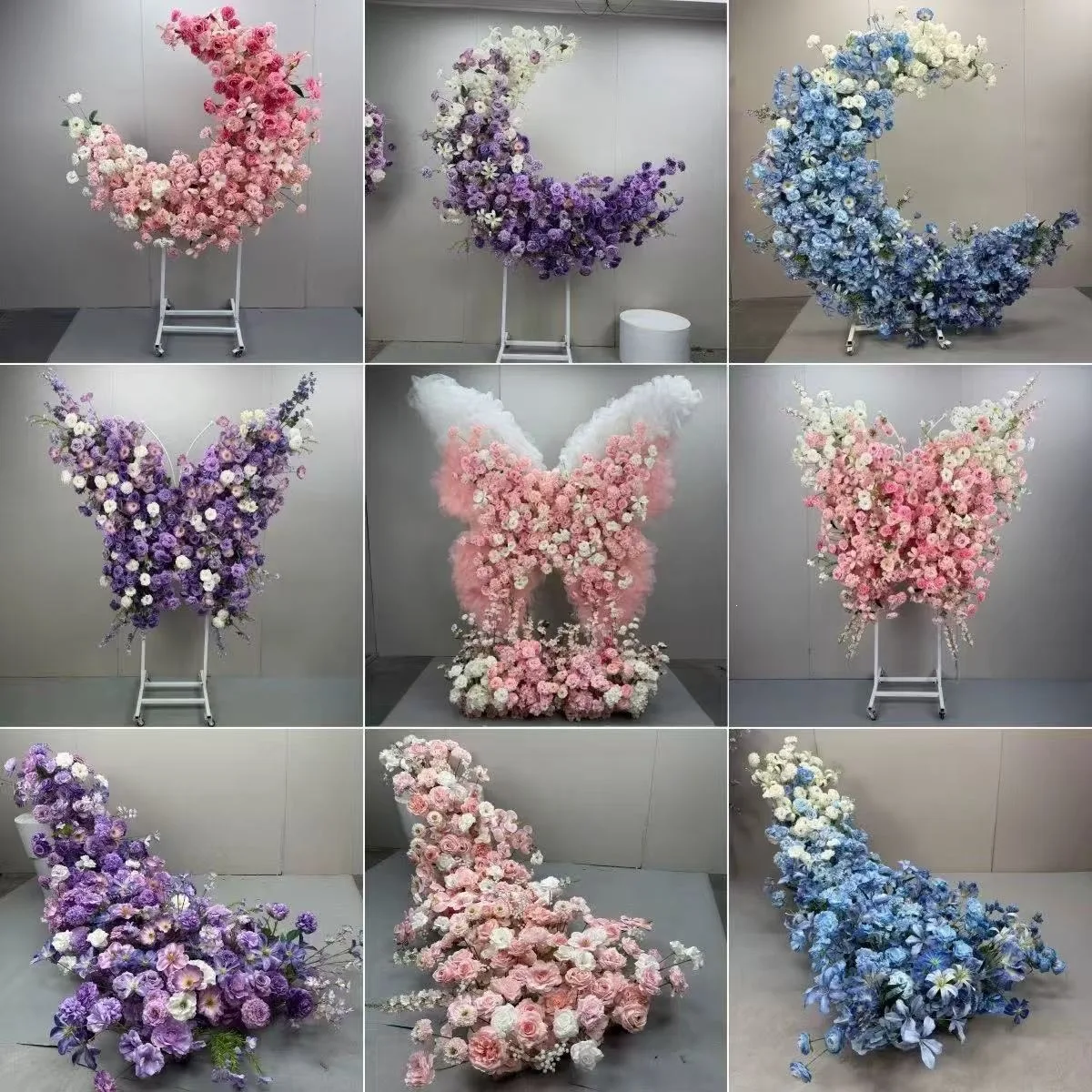 Butterfly Moon Universal Wheel Simulation Flower Art Set Waterfall Fake Flower Birthday Party Hotel Wedding Scene Arrangement