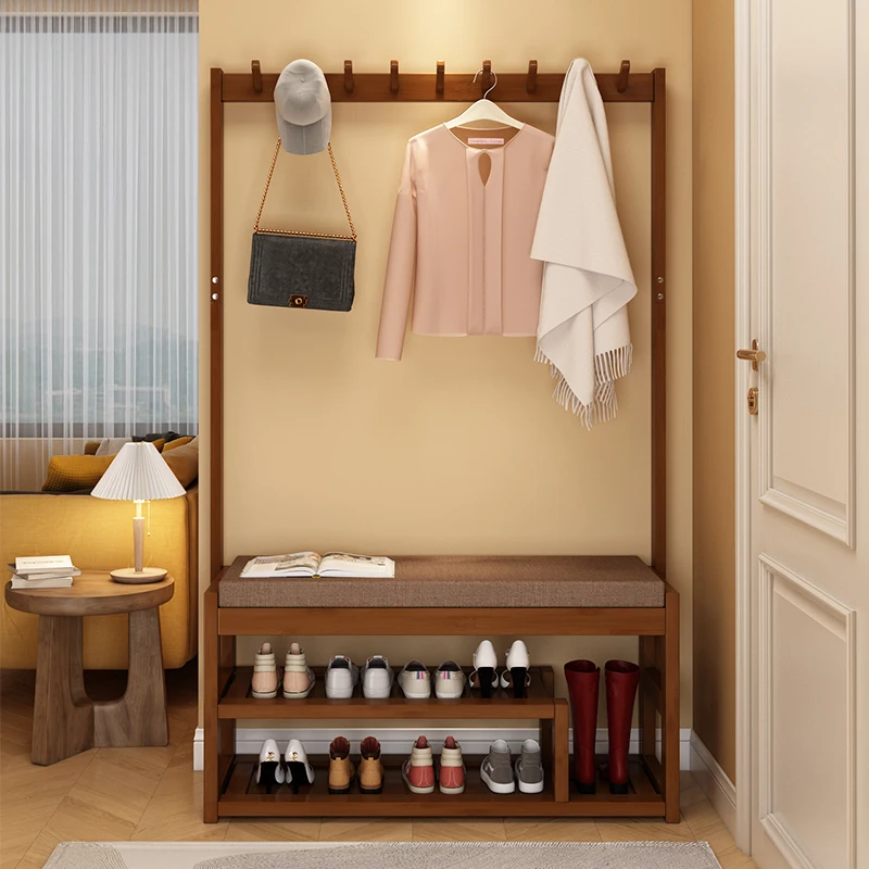 Modern Coat Racks Organizer Wooden Standing Floor Storage Coat Racks Shoe Open Porte Manteau Entrance Hall Furniture