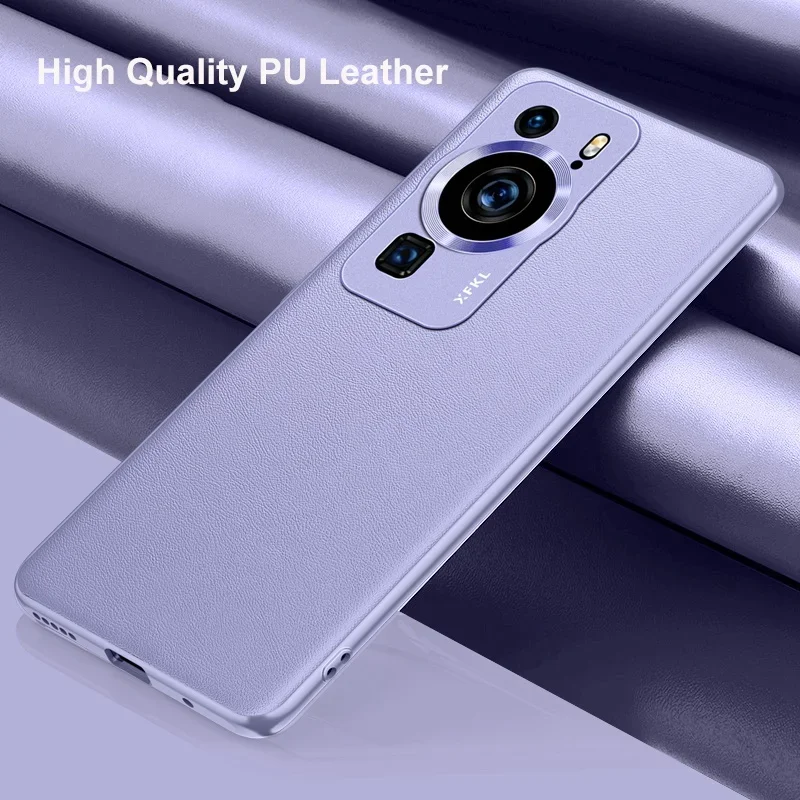 Luxury Leather Case For Huawei P60 Pro Cover Matte Silicone Metal Lens Full Protection Phone Case For HuaweiP60 P60Pro Coque