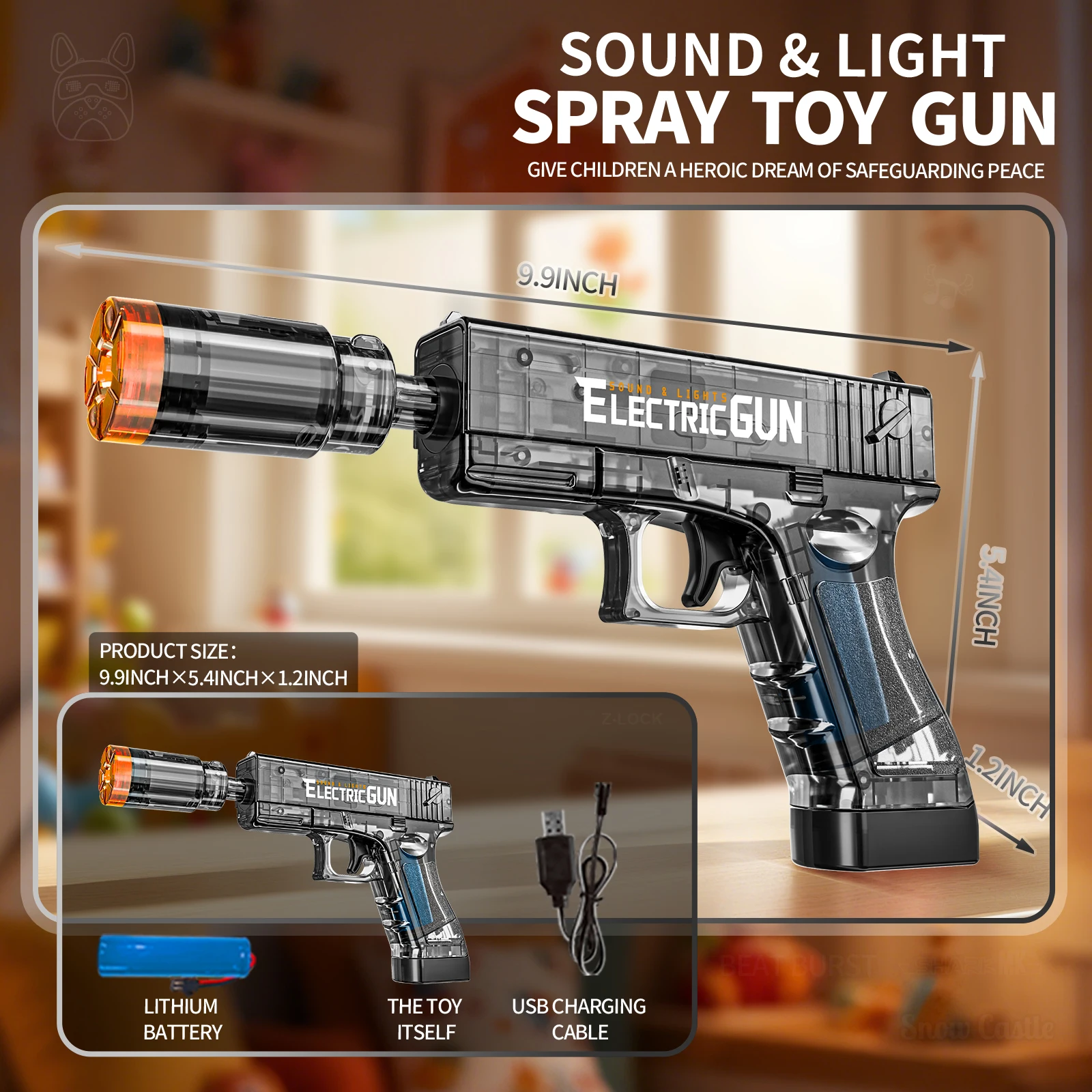 ปืนฉีดน้ำไฟฟ้าสำหรับเด็ก ปี 2025 ขายดี พร้อมเสียงและแสง ของเล่นปืนสำหรับกิจกรรมกลางแจ้ง ปืนฉีดน้ำสั่นสะเทือน