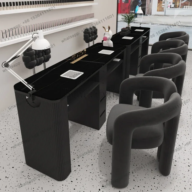 FG Nordic Modern Nail Desk With Dust Collector Storage Luxury Trendy Nail Desk Premium Design Mesa De Manicurista Salon Furnitur
