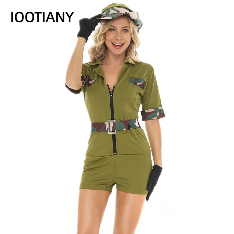 

Sexy Cool Girl Army Cosplay Costume Women Erotic Fantasies Forces Soldier Bodysuits Military Instructors Uniform Role Play Games