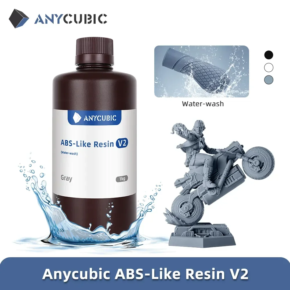 Newest ANYCUBIC ABS-Like Resin V2 Water-Washable 405nm Photopolymer Resin ABS 3D Resin High Precision for LCD 3D Printer