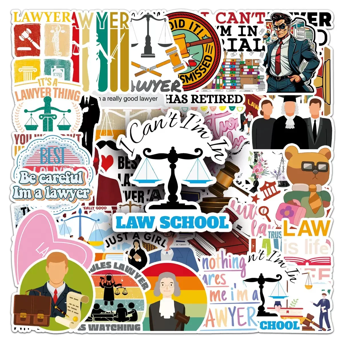 

10/50PCS Professional Lawyer Cartoon Stickers Court Fairness and Justice Graffiti Decals DIY Luggage Phone Cup Guitar Kid Toys