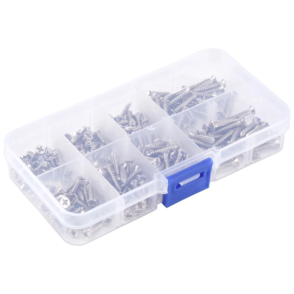 200Pcs M3 Stainless Steel Flat Head Screws Kits High Strength Self-Tapping Screws Assortment Set For Wood Furniture