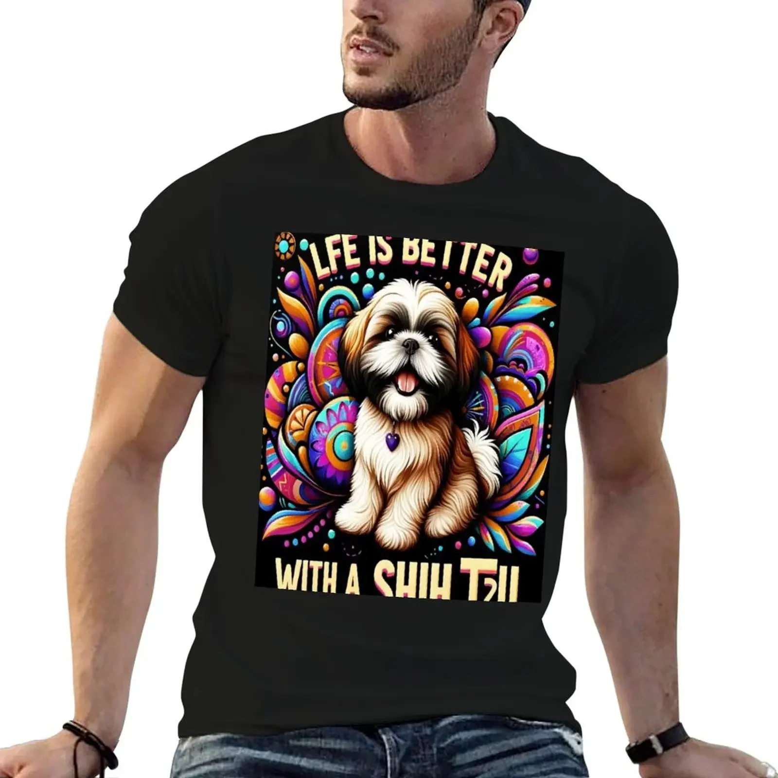 Life is Better with a Shih Tzu T-Shirt custom t shirt man clothes customs anime stuff mens graphic t-shirts pack