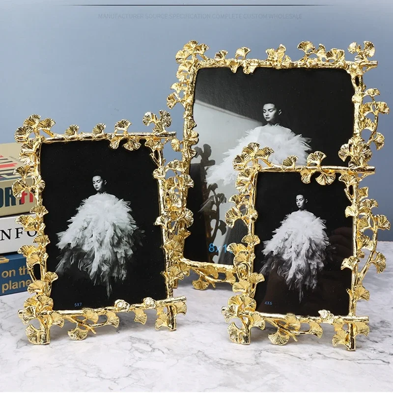 creative Ginkgo biloba leaves decorative metal photo frame Decorative picture for Personalized gifts