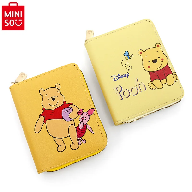 

MINISO Disney Luxury Brand Winnie Bear Printed Change Storage Student Card Bag Zero Wallet 2-in-1 Portable Women's Wallet