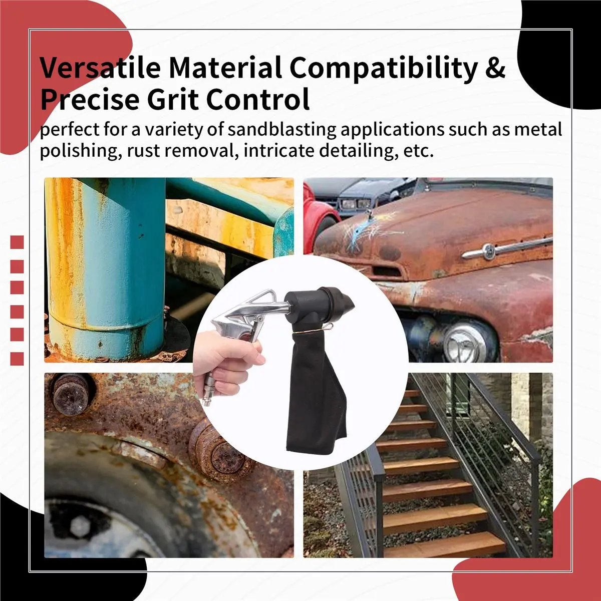 A58Z Pneumatic Sandblasting Tool Kit Sand Blasting Machine Set Versatile Sandblaster Handheld Polishing Machine Rust Remover