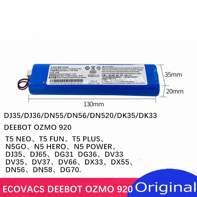 Оригинальный литиевый аккумулятор ECOVACS DEEBOT OZMO 920 DN56 DN58 DG70, аксессуары для ремонта, сменная батарея