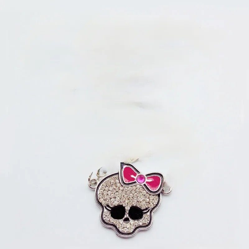 Sweet Cool Spicy Girl Style Monster High Pendant Bone NecklacePersonality Bow Tie Rhinestone Skull Necklace Coquette Accessories