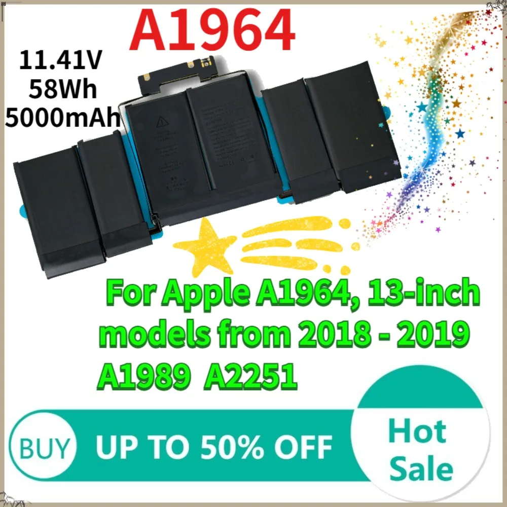 

11.41V 58Wh 5000mAh A1964 Laptop Battery For MacBook Pro 13 Inch A1989 (Mid 2018 2019) A2251 (2020) EMC 3214 3358 3348