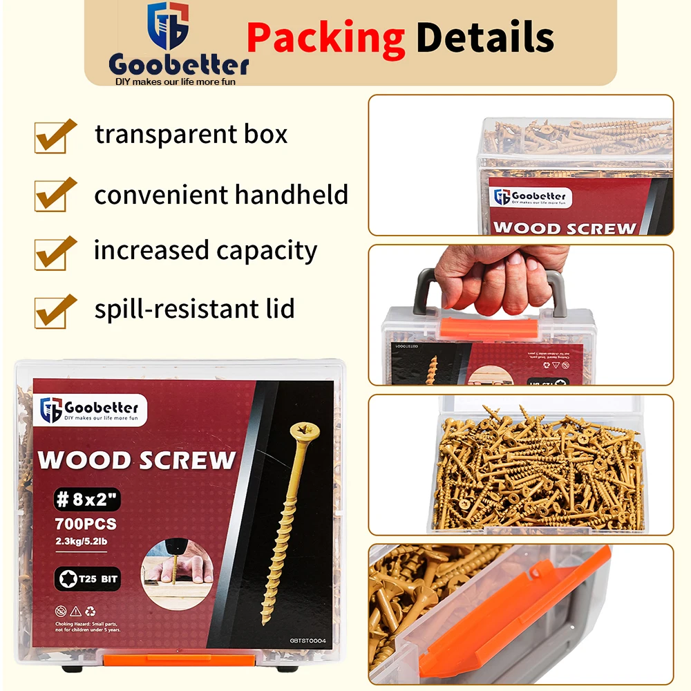 10~700PCS Torx Star Socket Knurled Metal Screws Wood Deck Screws Rust Resistant Six Lobe Self Tapping Fibreboard Drywall Screw