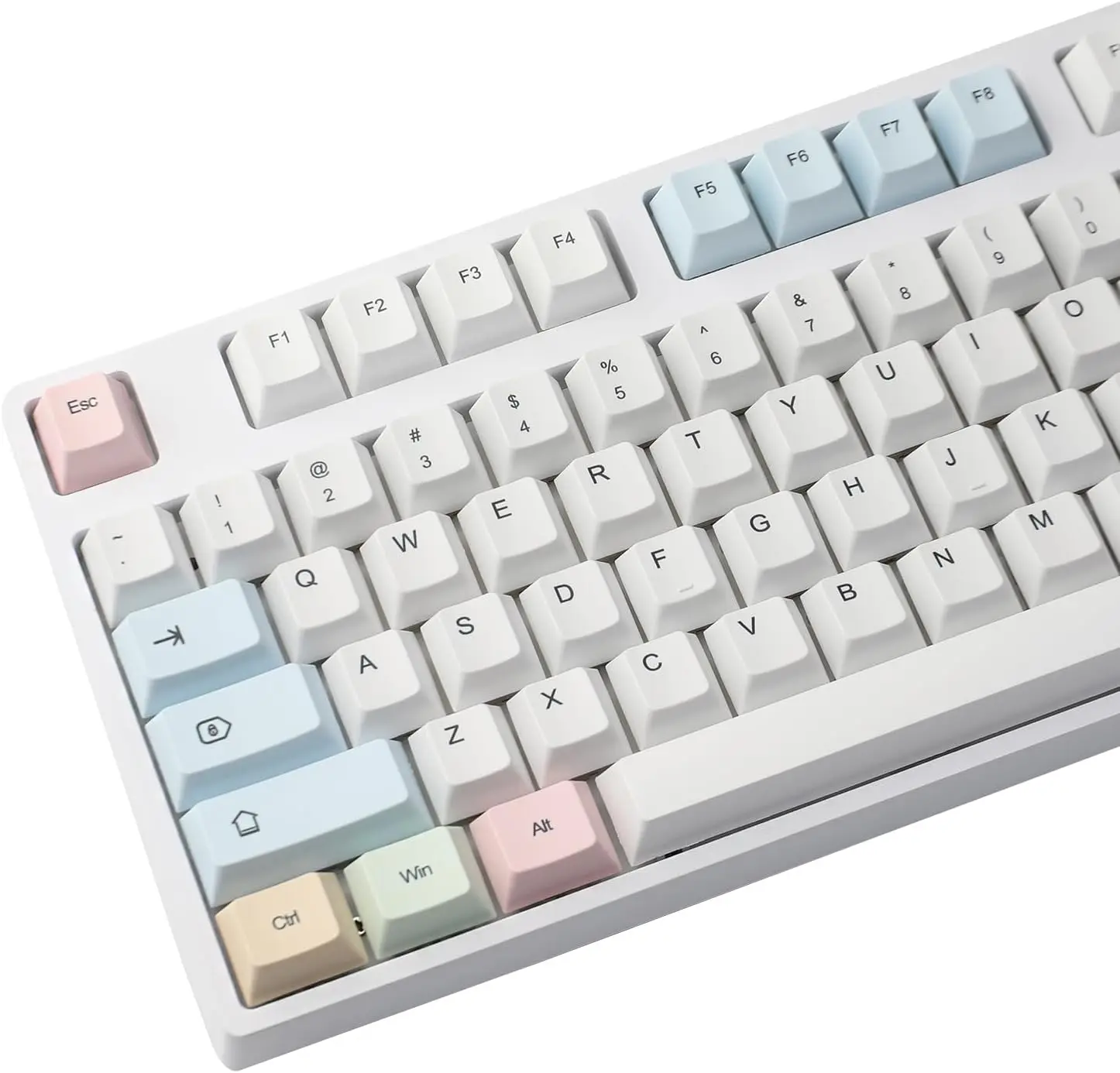 

PBT Cute Chalk Keycaps Set for Mechanical Keyboard - 60% 75% 65% Cherry Profile Key Caps with Keycap Puller