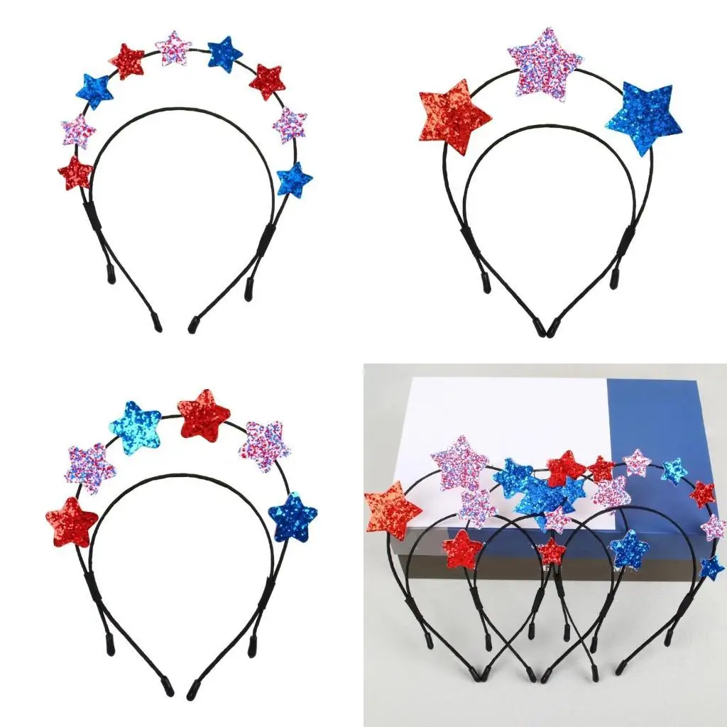 

31BB Music Festival Glitttering Star Hairband Independence Day Hairhoop Party Supply