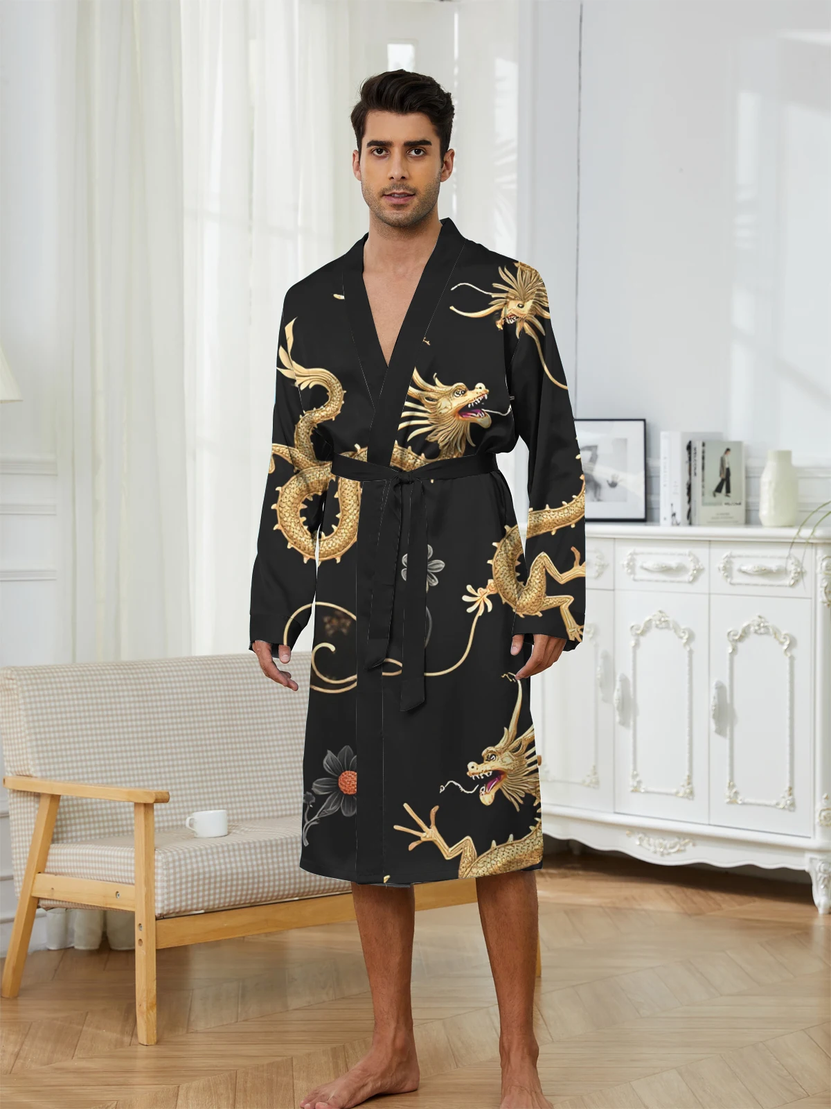 1pcs Men's Robes 2026 Spring/Summer Shower robe Sleepwear Graphic sleepwear Funny pajamas robe 3D Printed Breathable