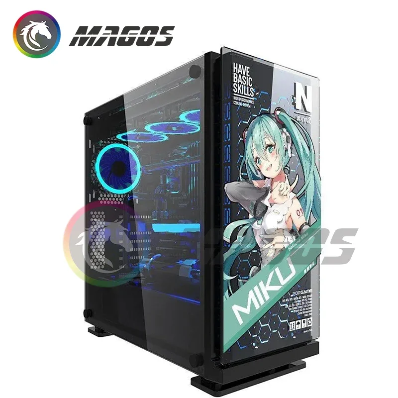 DIY PC Case Anime Stickers for ATX Mid PC Case Cartoon Computer Decorative Decal Waterproof Removable 35X20CM