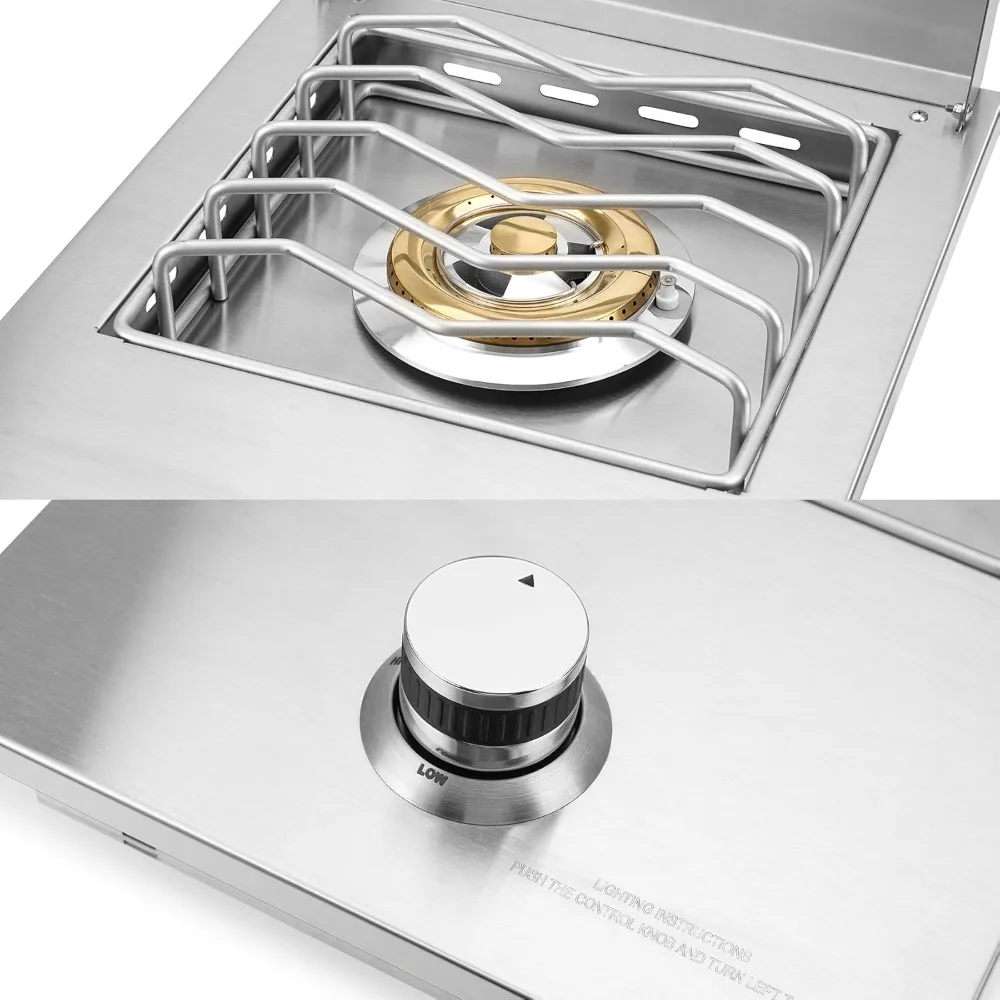 Built-in stainless steel side burners for outdoor kitchens - liquid propane only