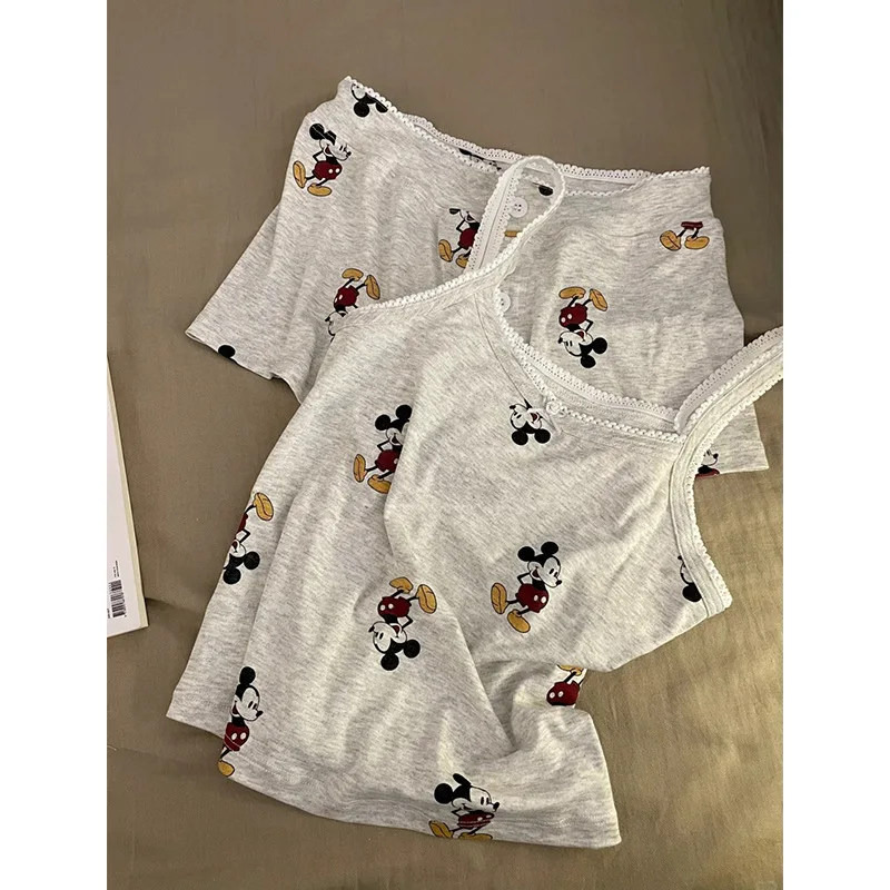 3 stuks vrouwen pyjama set schattige mickey mouse nachtkleding zomer herfst cartoon huiskleding nachthemd set