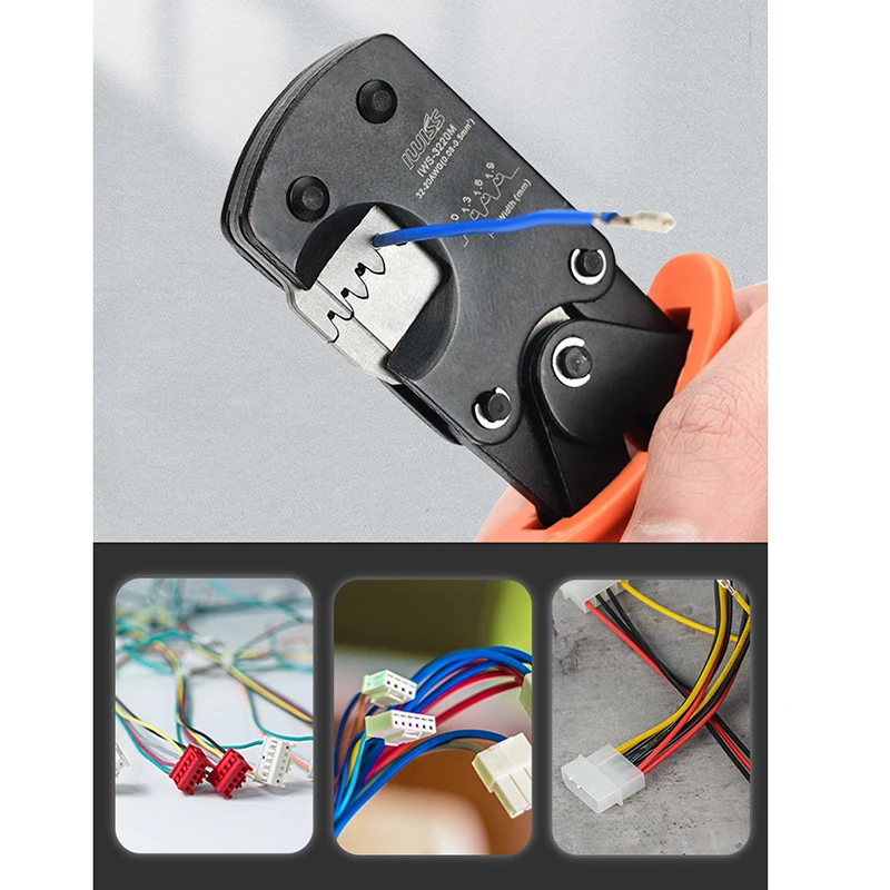 IWS-3220M Cable Crimping Plier Tool - Insert Spring Ratchet Crimper for 0.03-0.52mm² (32-20AWG) Terminals(Durable,Precision-Cut)
