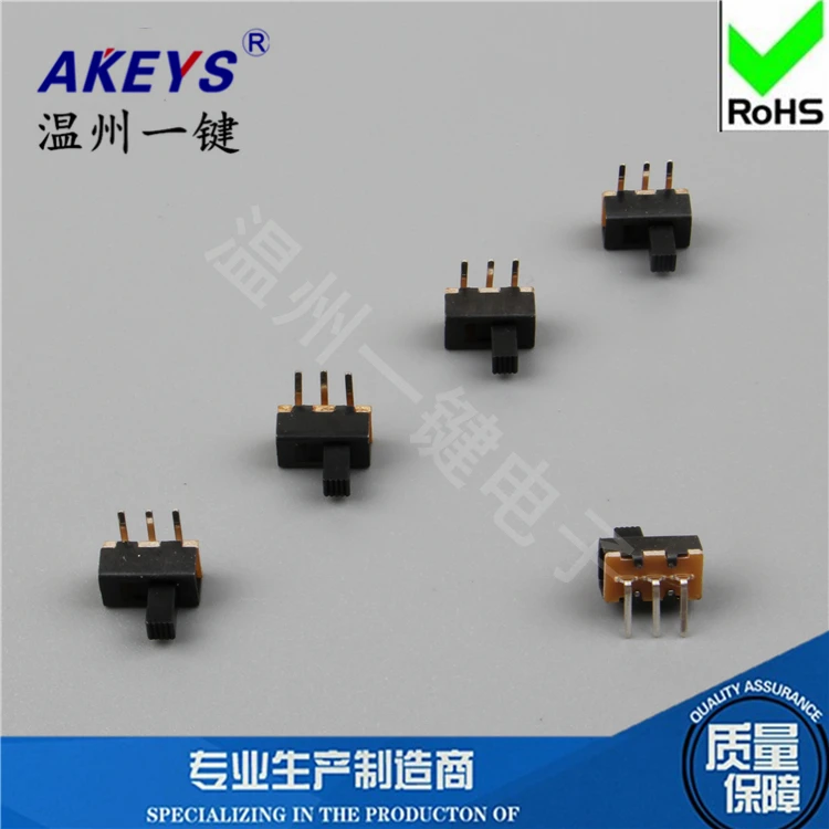 10Pcs SS-12F21 1P2T 3-Pin Cabriole Leg 2-Gear Handle Height 7mm Slide Switch Without Fixed Pin