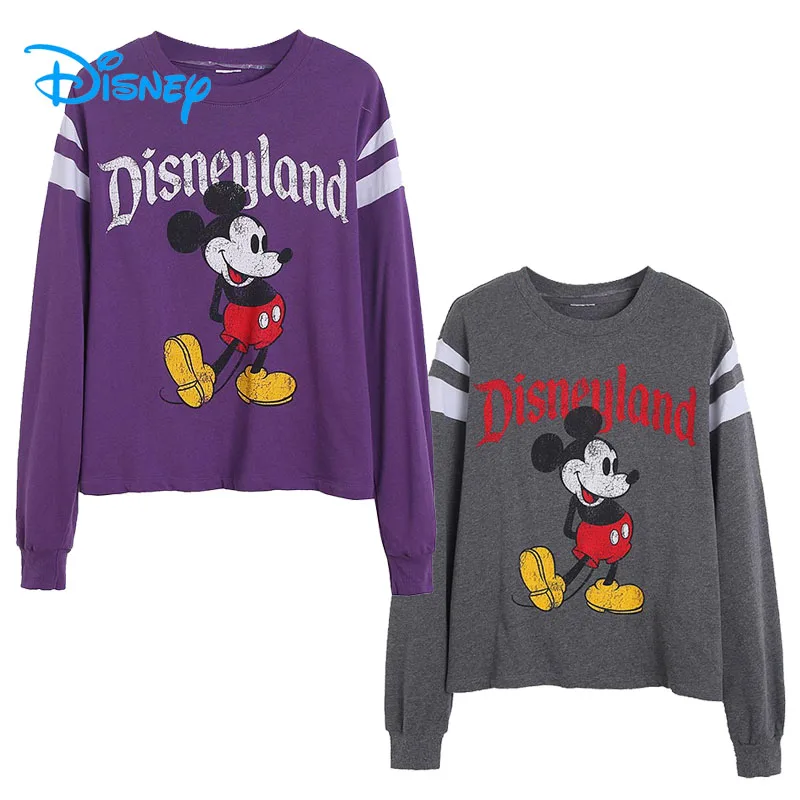 

Disneyland Retro Distressed Women Sweatshirt Disney World Mickey Mouse Casual Pullover Tops O Neck Long Sleeve Jumper Streetwear