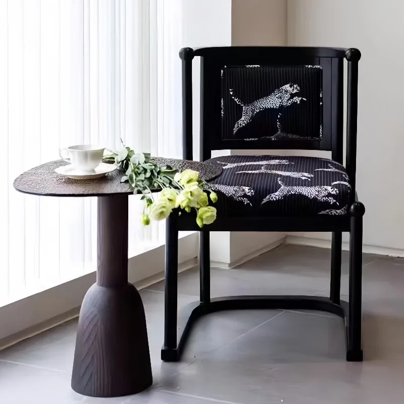 

‌MCM Walnut Dining Chair, Sculpted Back Accent Seating, Solid Wood Kitchen Chair, Mid-Century Modern Statement Piece