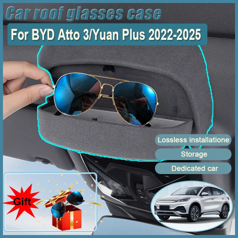 

Car Glasses Box For BYD Atto 3 Yuan Plus SC2E 2022 2023 2024 2025 Glasses Case Sunglasses Holder Protective Storage Box Suede
