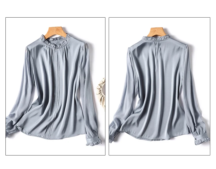 Satin Women's Shirts New Silk Solid Vintage Blouses Loose Spring/Summer O-Neck Ladies Clothing Long Sleeves FASHION Tops