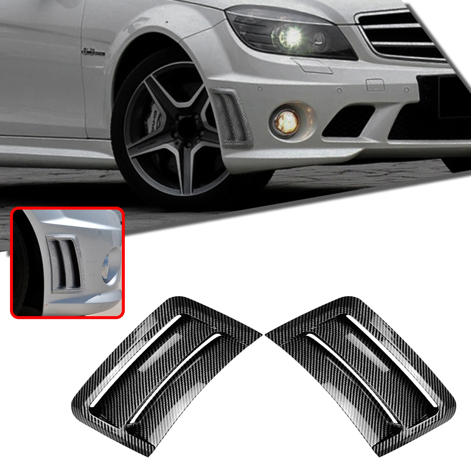 

Car Front Bumper Side Air Outlet Vent Trim For Mercedes Benz C Class W204 S204 C63 AMG 2007-2010 Intake Frame Hood Cover Mesh